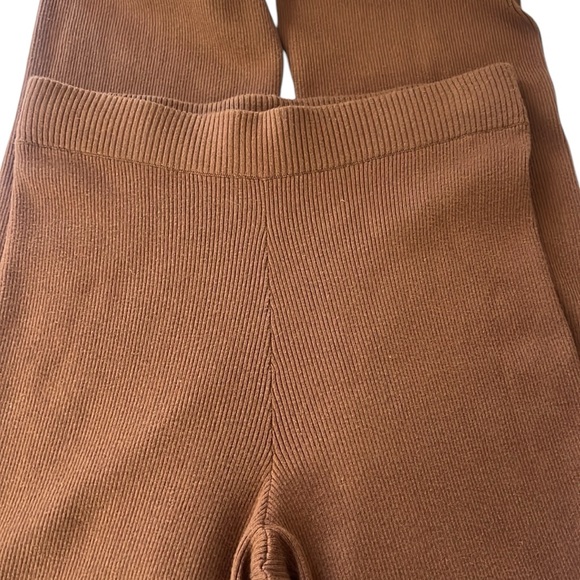 Rails Jules Fox Brown Cotton Silk Blend Ribbed Knit Split Hem Pants Medium - Picture 7 of 14